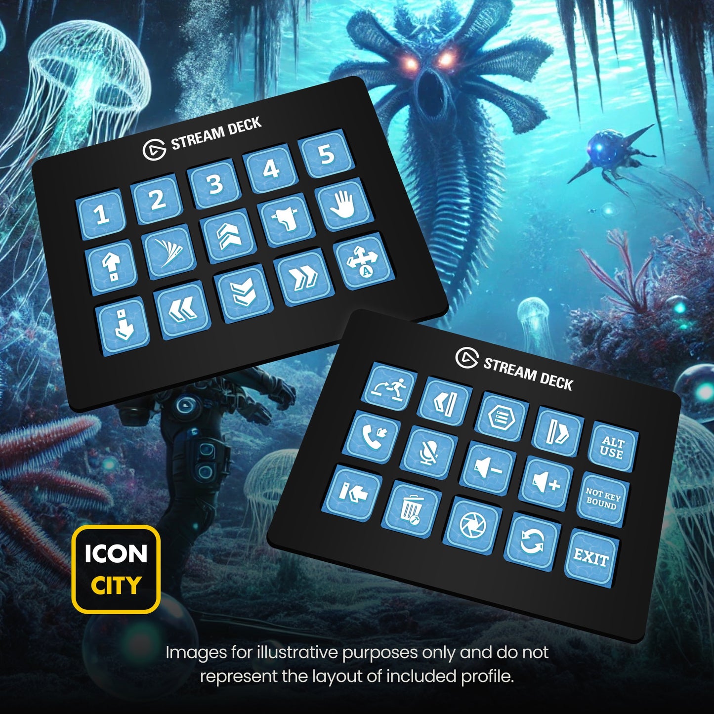 Subnautica icons displayed on Stream Decks