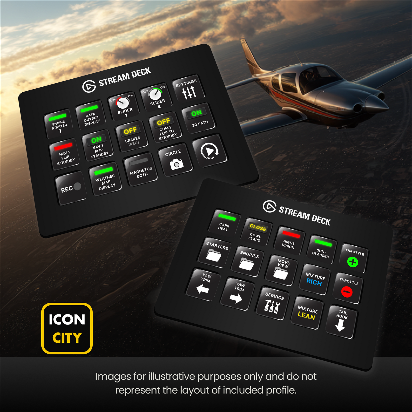 X-Plane 12 featured on Elgato Stream Deck by iConCity.com