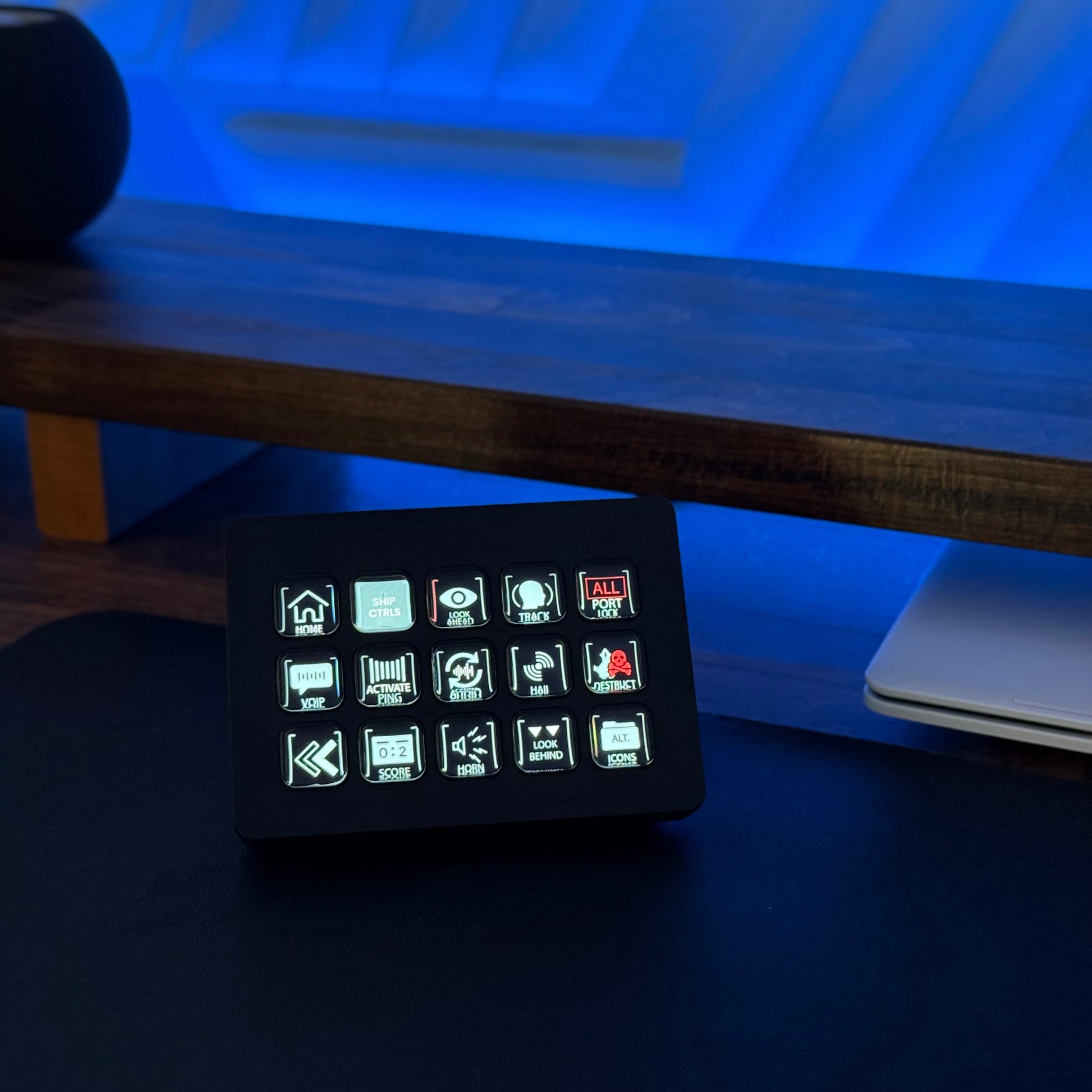 Stream Deck on a desk showing Star Citizen icons