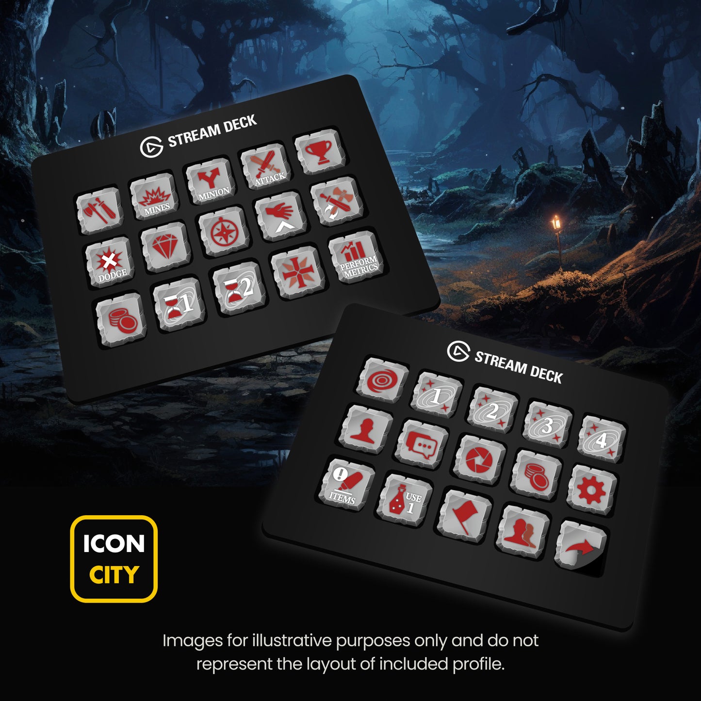 Stream Deck devices showing icons for Path of Exile 2