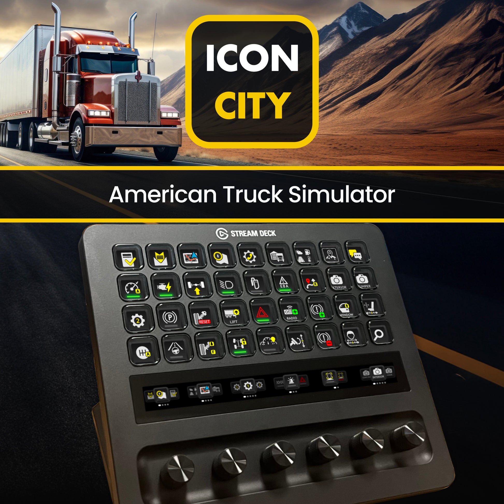 American Truck Simulator Stream Deck + XL version by iConCity.com 