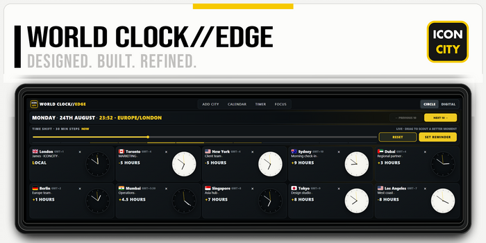 World Clock standalone app on Xeneon Edge